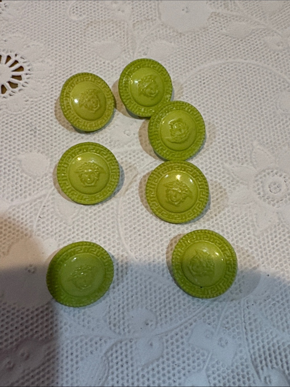 Versace Set of 7  Green Medusa Head Buttons